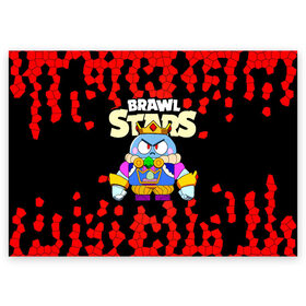 Поздравительная открытка с принтом Brawl Stars/King Lou в городе Новоалтайск, 100% бумага | плотность бумаги 280 г/м2, матовая, на обратной стороне линовка и место для марки
 | Тематика изображения на принте: brawl stars | crow | king lou | leon | lou | sandy | spike | sprout | surge | бравл старс | бравлер | вольт | герои | девочкам | детям | зимний | кинг лу | король лу | корона | леон | логотипы игр | лоу | лу | мальчикам | персонажи игр