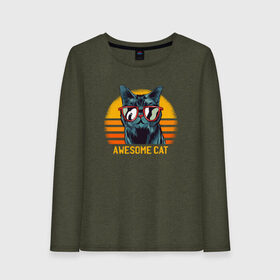 Женский лонгслив хлопок Awesome Cat: в городе Новоалтайск, 100% хлопок | | art | cool | print | retro | retrowave | sun | sunrise | sunset | vector | vintage | арт | в очках | вектор | винтаж | восход | графика | закат | иллюстрация | кот | котик | кошка | крутой | офигенный | прикол | принт | ретро | ретровейв | ри