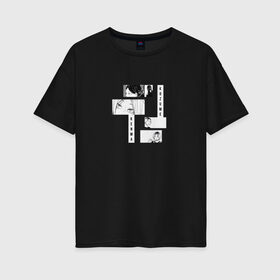 Женская футболка хлопок Oversize с принтом Haikyuu!! Kozume Kenma в городе Новоалтайск, 100% хлопок | свободный крой, круглый ворот, спущенный рукав, длина до линии бедер
 | anime | blackwhite | boy nekoma | cat eyes | frame | haikyuu | kenma | kozume | manga | title | комикс