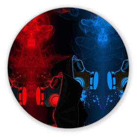 Коврик для мышки круглый с принтом CORONA в городе Новоалтайск, резина и полиэстер | круглая форма, изображение наносится на всю лицевую часть | Тематика изображения на принте: metro | stalker | дым | коронавирус | неоновый дым | пандемия | противогаз | сталкер