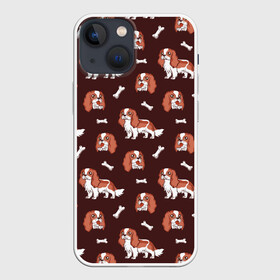 Чехол для iPhone 13 mini с принтом Спаниели в городе Новоалтайск,  |  | art | cavalier | charles | cute | dog | english | king | little | small | spaniel | английский | арт | иллюстрация | кавалер | кинг | косточки | маленький | милота | милые | милый | мини | песики | порода | собака | собачки | спаниель