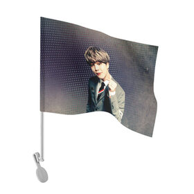 Флаг для автомобиля с принтом BTS. Jimin в городе Новоалтайск, 100% полиэстер | Размер: 30*21 см | jimin | k pop | молодость | музыка | пак чи mин | поп коллектив | южнокорейский певец