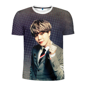 Мужская футболка 3D спортивная с принтом BTS. Jimin в городе Новоалтайск, 100% полиэстер с улучшенными характеристиками | приталенный силуэт, круглая горловина, широкие плечи, сужается к линии бедра | jimin | k pop | молодость | музыка | пак чи mин | поп коллектив | южнокорейский певец