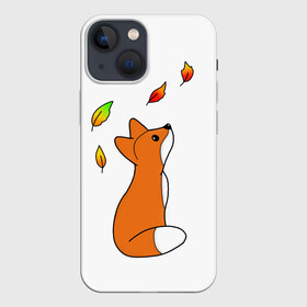 Чехол для iPhone 13 mini с принтом Лиса С Листиками в городе Новоалтайск,  |  | лиса | листики | листья | лисы | оранжевая лиса | осенняя лиса | осень