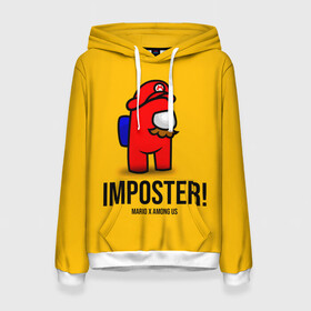 Женская толстовка 3D с принтом IMPOSTER! Mario X Among Us в городе Новоалтайск, 100% полиэстер  | двухслойный капюшон со шнурком для регулировки, мягкие манжеты на рукавах и по низу толстовки, спереди карман-кенгуру с мягким внутренним слоем. | among us | impostor | sus | амонг ас | амонг ус | амонгас | амонгус | астронавт | белый | желтый | зеленый | игра | космонавт | космосv | красный | оранжевый | предатель | призрак | самозванец | синий | среди нас