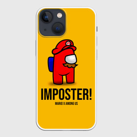 Чехол для iPhone 13 mini с принтом IMPOSTER Mario X Among Us в городе Новоалтайск,  |  | among us | impostor | sus | амонг ас | амонг ус | амонгас | амонгус | астронавт | белый | желтый | зеленый | игра | космонавт | космосv | красный | оранжевый | предатель | призрак | самозванец | синий | среди нас