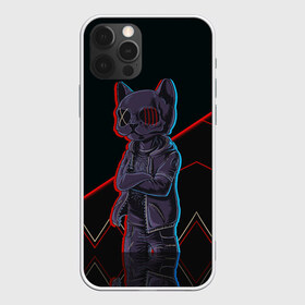 Чехол для iPhone 12 Pro Max с принтом CAT в городе Новоалтайск, Силикон |  | Тематика изображения на принте: кот в одежде | кот в очках | неоновые полосы | ретро стиль | стильный кот