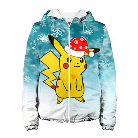 Женская куртка 3D с принтом New Year Pika в городе Новоалтайск, ткань верха — 100% полиэстер, подклад — флис | прямой крой, подол и капюшон оформлены резинкой с фиксаторами, два кармана без застежек по бокам, один большой потайной карман на груди. Карман на груди застегивается на липучку | 2021 | anime | christmas | new year | pika | pokemon | santa | trrdpikapika | аниме | бык | дед мороз | зима | новый год | орнамент | паттерн | пикачу | покемон | рождество | санта | снежинки | телец | узоры