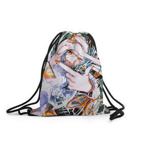 Рюкзак-мешок 3D с принтом Anime girl art в городе Новоалтайск, 100% полиэстер | плотность ткани — 200 г/м2, размер — 35 х 45 см; лямки — толстые шнурки, застежка на шнуровке, без карманов и подкладки | Тематика изображения на принте: anime | art | girl | manga | абстракция | аниме | арт | глитч | девушка | лицо | манга