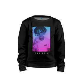 Детский свитшот хлопок с принтом Kizaru Vaporwave в городе Новоалтайск, 100% хлопок | круглый вырез горловины, эластичные манжеты, пояс и воротник | album | born to trap | haunted family | hip hop | karmageddon | music | neon | retro | retrowave | spain | trend | yvn kxx | альбом | испания | кизару | музыка | неон | реп | ретровейв | рожденный | рэп | стиль | тренд | треп 