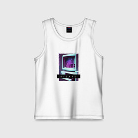 Детская майка хлопок с принтом Vaporwave Kizaru Mac в городе Новоалтайск,  |  | album | born to trap | haunted family | hip hop | karmageddon | music | neon | retro | retrowave | spain | trend | yvn kxx | альбом | испания | кизару | музыка | неон | реп | ретровейв | рожденный | рэп | стиль | тренд | треп 