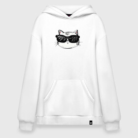 Худи SuperOversize хлопок с принтом COOL CAT в городе Новоалтайск, 70% хлопок, 30% полиэстер, мягкий начес внутри | карман-кенгуру, эластичная резинка на манжетах и по нижней кромке, двухслойный капюшон
 | cat | киса | киска | кот | коты | котяра | кошечка | кошка | ленивец | лиса | лисичка | очки | панда | с кисой | с котом | с кошечкой | собака