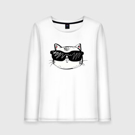 Женский лонгслив хлопок с принтом COOL CAT в городе Новоалтайск, 100% хлопок |  | cat | киса | киска | кот | коты | котяра | кошечка | кошка | ленивец | лиса | лисичка | очки | панда | с кисой | с котом | с кошечкой | собака