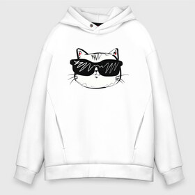 Мужское худи Oversize хлопок с принтом COOL CAT в городе Новоалтайск, френч-терри — 70% хлопок, 30% полиэстер. Мягкий теплый начес внутри —100% хлопок | боковые карманы, эластичные манжеты и нижняя кромка, капюшон на магнитной кнопке | cat | киса | киска | кот | коты | котяра | кошечка | кошка | ленивец | лиса | лисичка | очки | панда | с кисой | с котом | с кошечкой | собака