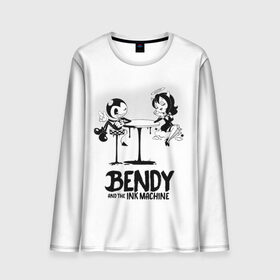 Мужской лонгслив 3D с принтом Bendy And The Ink Machine в городе Новоалтайск, 100% полиэстер | длинные рукава, круглый вырез горловины, полуприлегающий силуэт | bendy | bendy and the ink machine | бенди | бени | бенни | бэнди | детская | детям | игра | капли | компьютерная игра | краска | машина | подтеки | ужастик | чернила | чернильная
