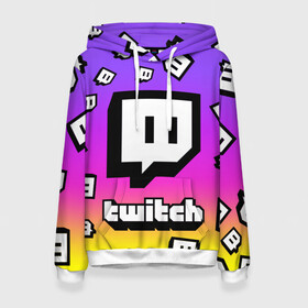 Женская толстовка 3D с принтом TWITCH в городе Новоалтайск, 100% полиэстер  | двухслойный капюшон со шнурком для регулировки, мягкие манжеты на рукавах и по низу толстовки, спереди карман-кенгуру с мягким внутренним слоем. | game streams | streamers | streams | twitch | twitch tv | игровой стрим. | стримеры | стримы | твитч | твич