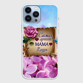 Чехол для iPhone 13 Pro Max с принтом Лучшая Мама в городе Новоалтайск,  |  | Тематика изображения на принте: love | бабочки | день матери | день рождения | женщинам | лепестки | листья | лучшая в мире | любимая мама | любовь | мама | мамочка | мамуля | нежные цветы | подарок | природа | растения | роза | семья