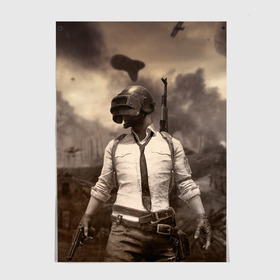 Постер с принтом PUBG в городе Новоалтайск, 100% бумага
 | бумага, плотность 150 мг. Матовая, но за счет высокого коэффициента гладкости имеет небольшой блеск и дает на свету блики, но в отличии от глянцевой бумаги не покрыта лаком | game | playerunknowns battlegrounds | pubg | выживший | игра | королевская битва | пабг | экшн