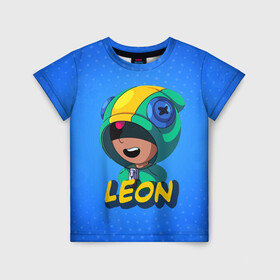 Детская футболка 3D с принтом BRAWL STARS LEON в городе Новоалтайск, 100% гипоаллергенный полиэфир | прямой крой, круглый вырез горловины, длина до линии бедер, чуть спущенное плечо, ткань немного тянется | brawl stars | games | leon | бравл старс | бравл старс амбер | браул старс | игры | легендарный бравлер | леон
