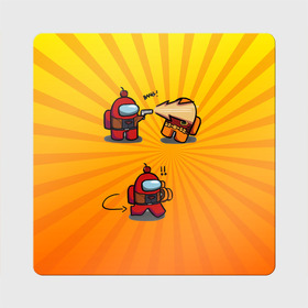 Магнит виниловый Квадрат с принтом Among Us в городе Новоалтайск, полимерный материал с магнитным слоем | размер 9*9 см, закругленные углы | among us | cosmos | game | space | амогас | игра | космос | среди нас