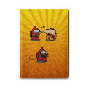 Обложка для автодокументов с принтом Among Us в городе Новоалтайск, натуральная кожа |  размер 19,9*13 см; внутри 4 больших “конверта” для документов и один маленький отдел — туда идеально встанут права | among us | cosmos | game | space | амогас | игра | космос | среди нас