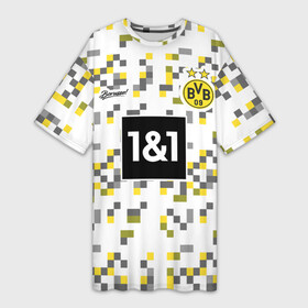 Платье-футболка 3D с принтом BORUSSIA резервная сезон 20 21 в городе Новоалтайск,  |  | borussia | borussia dortmund | ssrufcclub | боруссия | боруссия дортмунд | бундеслига | лига чемпионов | резервная форма | сезон 2020 2021 | третья | футбол | футбольная