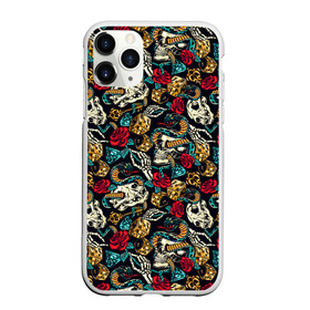 Чехол для iPhone 11 Pro Max матовый с принтом Hardcore tattoo в городе Новоалтайск, Силикон |  | colorful | skull | snake | tattoo | vintage | винтаж | змеи | игральные | кости | скелет | тату | цветной | цветы | черепа