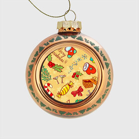 Стеклянный ёлочный шар с принтом Happy New Year в городе Новоалтайск, Стекло | Диаметр: 80 мм | Тематика изображения на принте: 