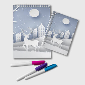 Блокнот с принтом Лесной Олень в городе Новоалтайск, 100% бумага | 48 листов, плотность листов — 60 г/м2, плотность картонной обложки — 250 г/м2. Листы скреплены удобной пружинной спиралью. Цвет линий — светло-серый
 | 