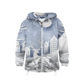 Детская ветровка 3D с принтом Лесной Олень в городе Новоалтайск, 100% полиэстер | подол и капюшон оформлены резинкой с фиксаторами, по бокам два кармана без застежек, один потайной карман на груди | 