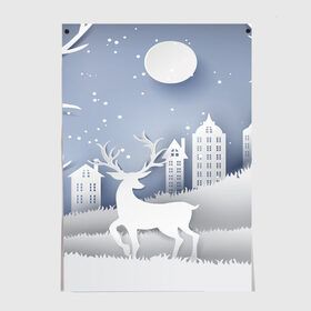 Постер с принтом Лесной Олень в городе Новоалтайск, 100% бумага
 | бумага, плотность 150 мг. Матовая, но за счет высокого коэффициента гладкости имеет небольшой блеск и дает на свету блики, но в отличии от глянцевой бумаги не покрыта лаком | 