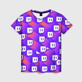 Женская футболка 3D с принтом TWITCH в городе Новоалтайск, 100% полиэфир ( синтетическое хлопкоподобное полотно) | прямой крой, круглый вырез горловины, длина до линии бедер | game streams | streamers | streams | twitch | twitch tv | игровой стрим. | стримеры | стримы | твитч | твич