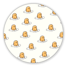 Коврик для мышки круглый с принтом гудетама в городе Новоалтайск, резина и полиэстер | круглая форма, изображение наносится на всю лицевую часть | гудетама | еда | ленивое яйцо | яичница