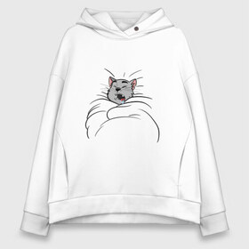 Женское худи Oversize хлопок с принтом Сонная ноябрьская в городе Новоалтайск, френч-терри — 70% хлопок, 30% полиэстер. Мягкий теплый начес внутри —100% хлопок | боковые карманы, эластичные манжеты и нижняя кромка, капюшон на магнитной кнопке | bird born | арт | зима | комикс | кот | осень | сон | усталость