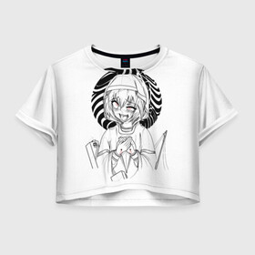 Женская футболка Crop-top 3D с принтом Ахегао эмоция в городе Новоалтайск, 100% полиэстер | круглая горловина, длина футболки до линии талии, рукава с отворотами | ahegao | anime | girl | ohegao | аниме | ахегао | вайфу | девушка | охегао | тян