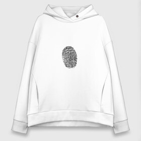 Женское худи Oversize хлопок с принтом fingerprint в городе Новоалтайск, френч-терри — 70% хлопок, 30% полиэстер. Мягкий теплый начес внутри —100% хлопок | боковые карманы, эластичные манжеты и нижняя кромка, капюшон на магнитной кнопке | fingerprint | отпечаток | отпечаток пальца | палец | след пальца
