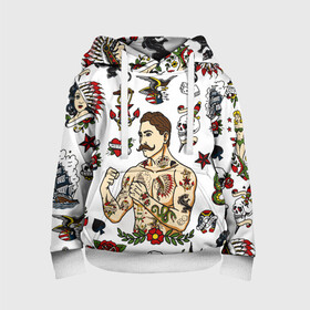 Детская толстовка 3D с принтом HIPSTER TATTOO в городе Новоалтайск, 100% полиэстер | двухслойный капюшон со шнурком для регулировки, мягкие манжеты на рукавах и по низу толстовки, спереди карман-кенгуру с мягким внутренним слоем | hipsters | tattoo | девушка в тату | птицы | тату | усы | хипстер | хипстеры | черепа и розы | черепа и цветы | чёрная пантера | чувак | это борода. | я есть стиль
