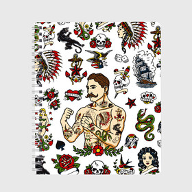 Тетрадь с принтом HIPSTER TATTOO в городе Новоалтайск, 100% бумага | 48 листов, плотность листов — 60 г/м2, плотность картонной обложки — 250 г/м2. Листы скреплены сбоку удобной пружинной спиралью. Уголки страниц и обложки скругленные. Цвет линий — светло-серый
 | hipsters | tattoo | девушка в тату | птицы | тату | усы | хипстер | хипстеры | черепа и розы | черепа и цветы | чёрная пантера | чувак | это борода. | я есть стиль