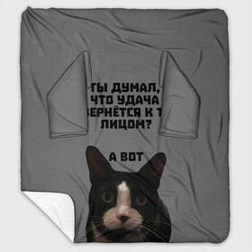 Плед с рукавами с принтом Кот к удаче в городе Новоалтайск, 100% полиэстер | Закругленные углы, все края обработаны. Ткань не мнется и не растягивается. Размер 170*145 | cat | luck | кот | мотивация | неприличное | удача | успех