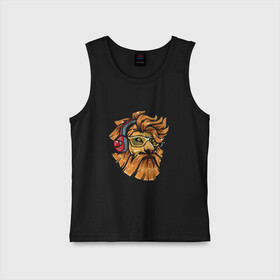 Детская майка хлопок с принтом Hipster lion в городе Новоалтайск,  |  | beard | cool | eyes | fashion | hairstyle | headphones | hipster | hype | lion | mane | muzzle | nose | борода | глаза | грива | круто | лев | мода | наушники | нос | причёска | хайп | хипстер | шевелюра