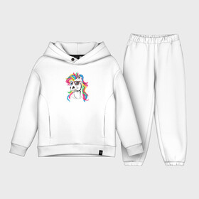 Детский костюм хлопок Oversize с принтом Unicorn hipster в городе Новоалтайск,  |  | color | cool | eyes | fashion | hipster | horn | hype | mane | muzzle | unicorn | глаза | грива | единорог | круто | мода | очки | рог | хайп | хипстер | цвет