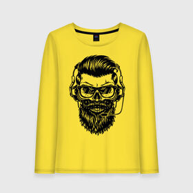 Женский лонгслив хлопок с принтом Hipster в городе Новоалтайск, 100% хлопок |  | beard | cool | fashion | grin | hairstyle | headphones | hipster | hype | jaw | microphone | moustache | orbits | skull | teeth | борода | глазницы | зубы | круто | микрофон | мода | наушники | оскал | очки | пасть | причёска | ус