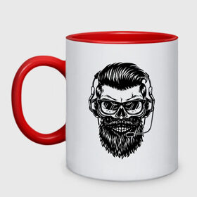 Кружка двухцветная с принтом Hipster в городе Новоалтайск, керамика | объем — 330 мл, диаметр — 80 мм. Цветная ручка и кайма сверху, в некоторых цветах — вся внутренняя часть | beard | cool | fashion | grin | hairstyle | headphones | hipster | hype | jaw | microphone | moustache | orbits | skull | teeth | борода | глазницы | зубы | круто | микрофон | мода | наушники | оскал | очки | пасть | причёска | ус