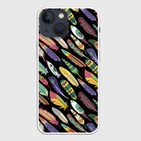 Чехол для iPhone 13 mini с принтом Feathers 2022 в городе Новоалтайск,  |  | Тематика изображения на принте: color | cool | fashion | feather | hipster | круто | мода | перо | хипстер | цвет
