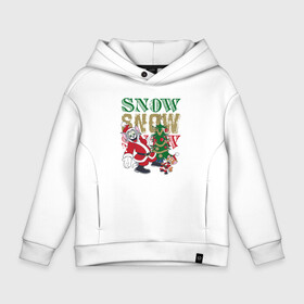 Детское худи Oversize хлопок с принтом Snow Snow Snow в городе Новоалтайск, френч-терри — 70% хлопок, 30% полиэстер. Мягкий теплый начес внутри —100% хлопок | боковые карманы, эластичные манжеты и нижняя кромка, капюшон на магнитной кнопке | tom and jerry | vdkimel | warner bros | том и джерри