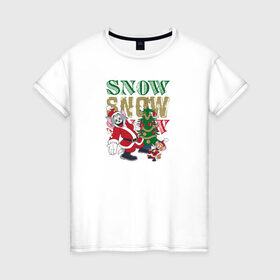 Женская футболка хлопок с принтом Snow Snow Snow в городе Новоалтайск, 100% хлопок | прямой крой, круглый вырез горловины, длина до линии бедер, слегка спущенное плечо | tom and jerry | vdkimel | warner bros | том и джерри