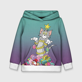 Детская толстовка 3D с принтом Tom and Jerry в городе Новоалтайск, 100% полиэстер | двухслойный капюшон со шнурком для регулировки, мягкие манжеты на рукавах и по низу толстовки, спереди карман-кенгуру с мягким внутренним слоем | tom and jerry | vdkimel | warner bros | гирлянда | елка | подарки | том и джерри