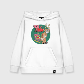 Детская толстовка хлопок с принтом Tom and Jerry в городе Новоалтайск, 100% хлопок | Круглый горловой вырез, эластичные манжеты, пояс, капюшен | tom and jerry | vdkimel | warner bros | новый год | олень | подарки | сани | санта клаус | том и джерри