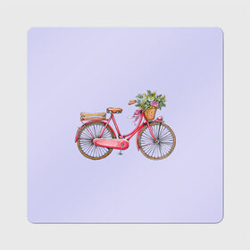 Магнит виниловый Квадрат с принтом Bicycle в городе Новоалтайск, полимерный материал с магнитным слоем | размер 9*9 см, закругленные углы | букет | велосипед | лето | цветы