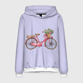 Мужская толстовка 3D с принтом Bicycle в городе Новоалтайск, 100% полиэстер | двухслойный капюшон со шнурком для регулировки, мягкие манжеты на рукавах и по низу толстовки, спереди карман-кенгуру с мягким внутренним слоем. | букет | велосипед | лето | цветы